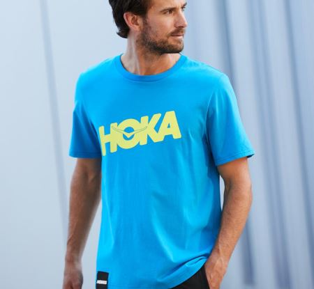 Hoka One One Brand Tee - Top Homem Azuis | PT-hwUUzGT